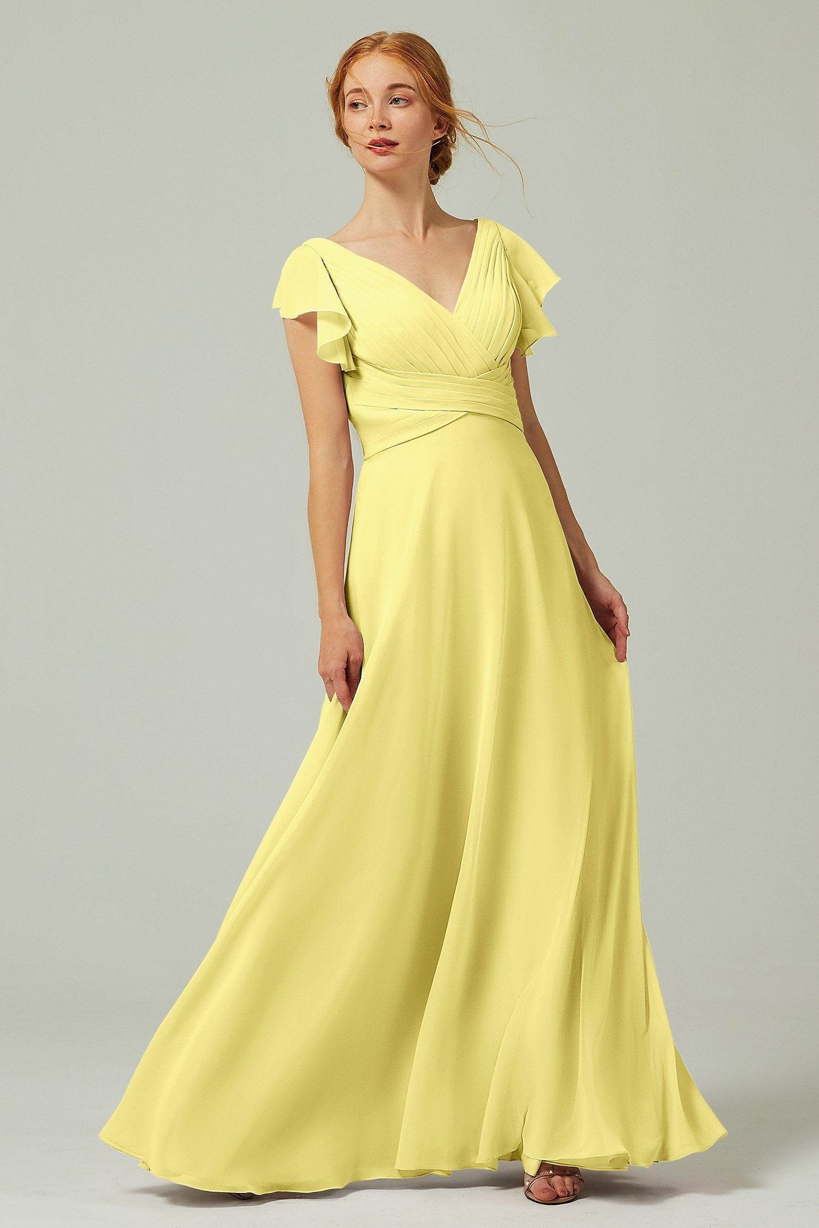A-Line Floor Length Chiffon Bridesmaid Dress CB0302PS - COCOMELODY